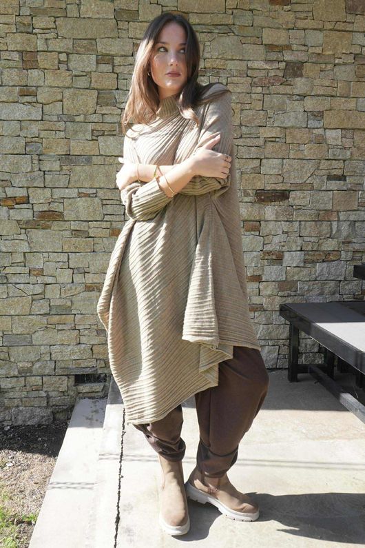 Skarsgard Asymmetric Knit Tunic Camel /24=